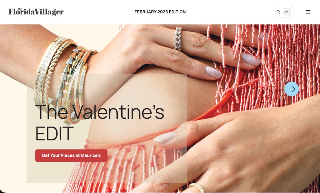 Digital magazine reader experience: The Florida Villager hero with issue navigation